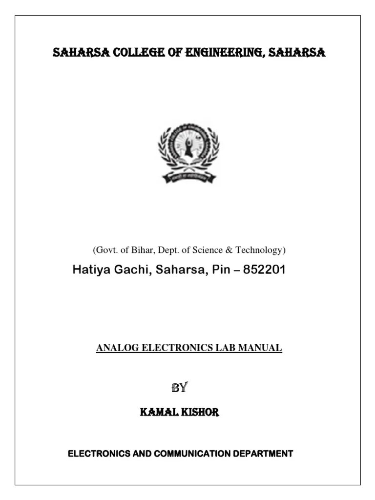 ANALOG Electronics Lab Manual PDF Field Effect Transistor Bipolar Junction Transistor
