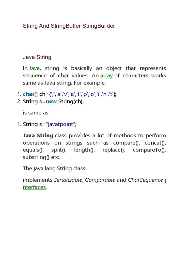 String Interface Package Exception PDF Class Programming