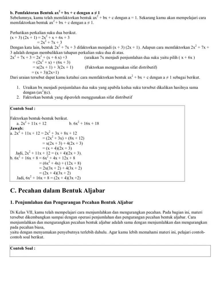 15+ Contoh Soal Aljabar Kelas 7 Pembagian Kumpulan