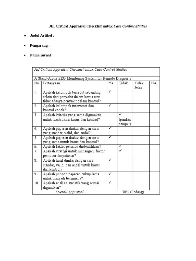 JBI Case Control Studies PDF