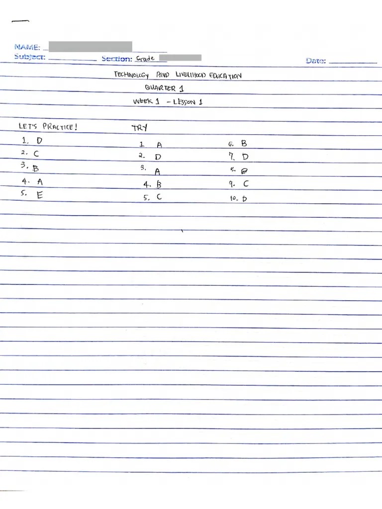 Grade 7 Q4M1 Answers PDF