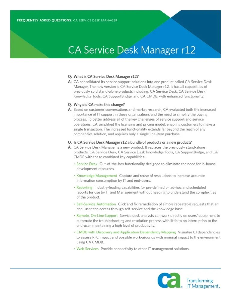CA service desk manager r12 It Service Management Trademark
