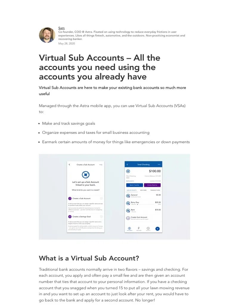 Virtual Sub Accounts All The Accounts You Need Using The Accounts You
