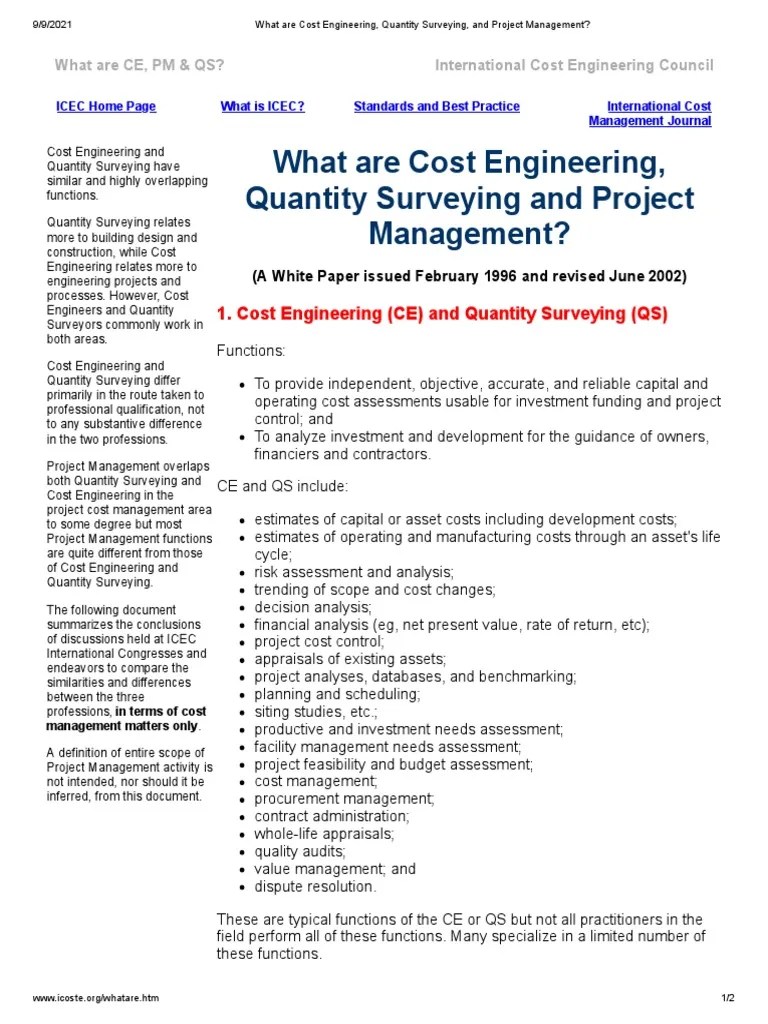 What Are Cost Engineering, Quantity Surveying, and Project Management