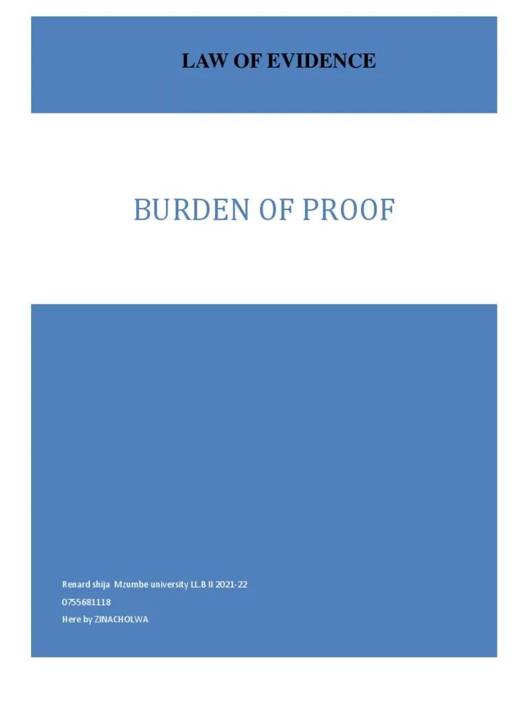 Burden of Proof PDF PDF Burden Of Proof (Law) Evidence (Law)