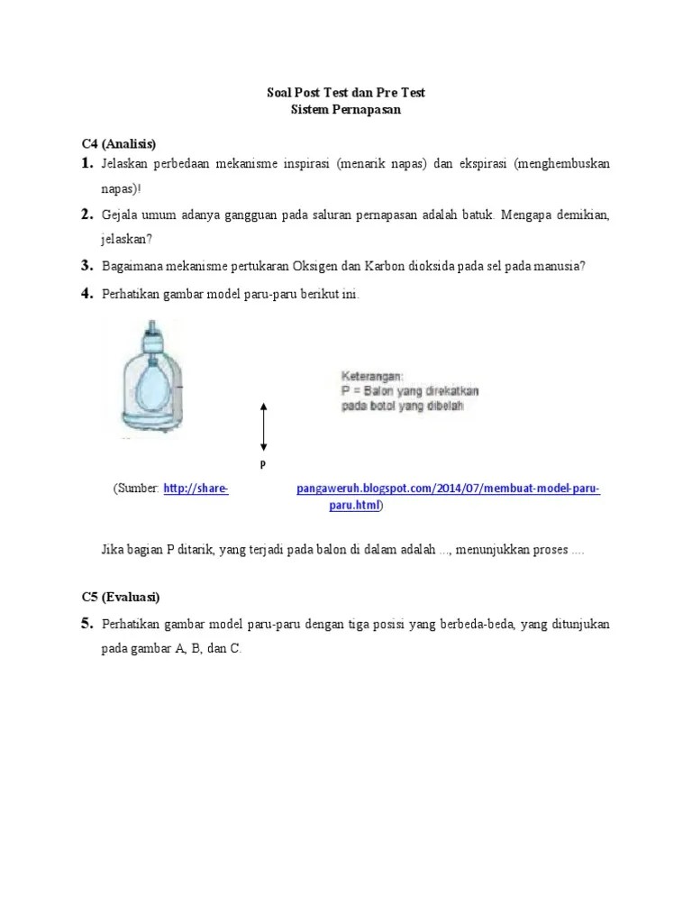 Lampiran Soal Post Test Dan Pre Test Sistem Pernapasan NEW | PDF