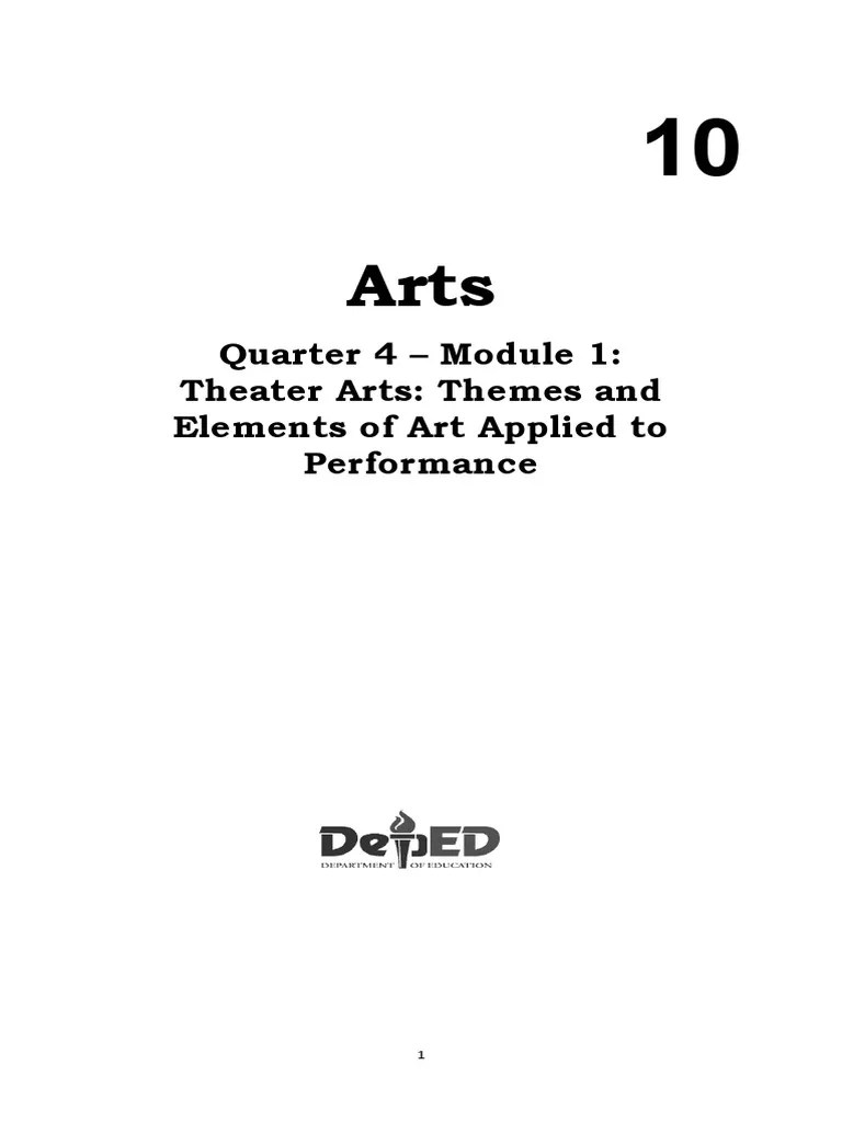 Arts 10 Quarter 4 Module 1 Theater Arts Themes and Elements of Art Applied To Performance