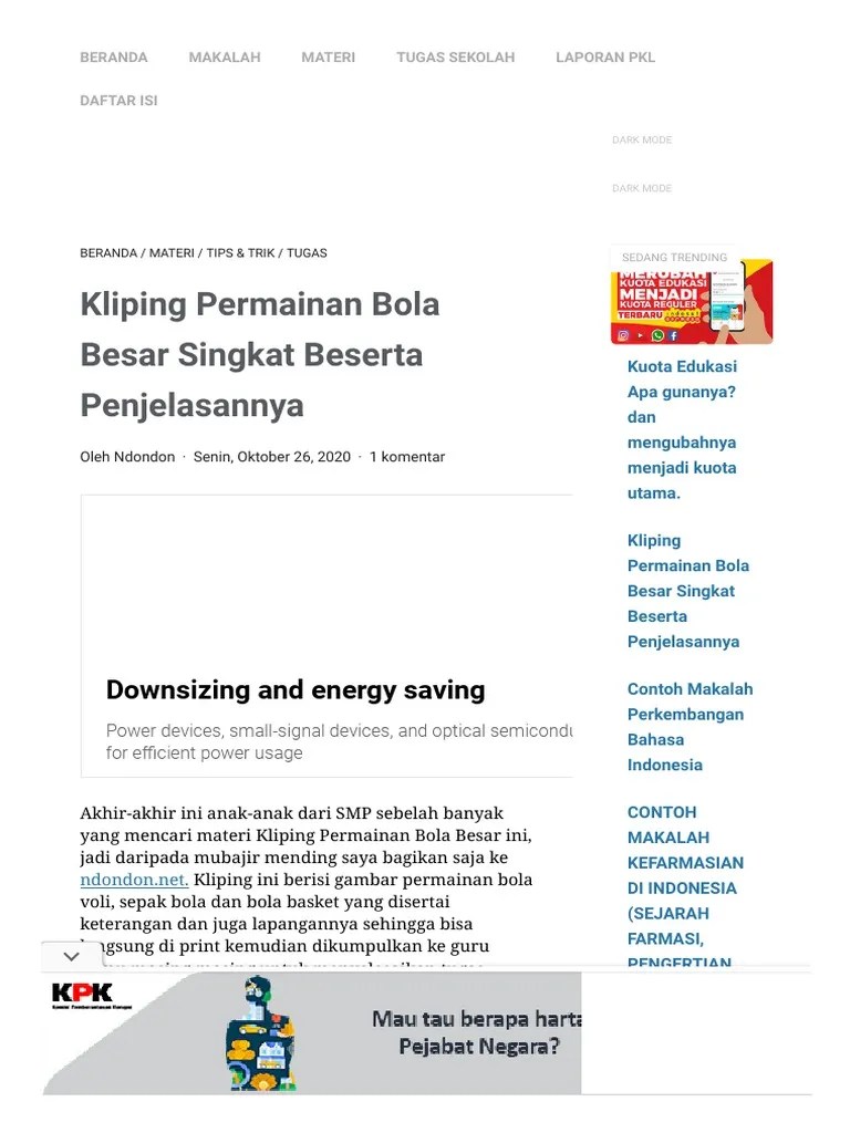Kliping Permainan Bola Besar Singkat Beserta Penjelasannya - NDONDON | PDF