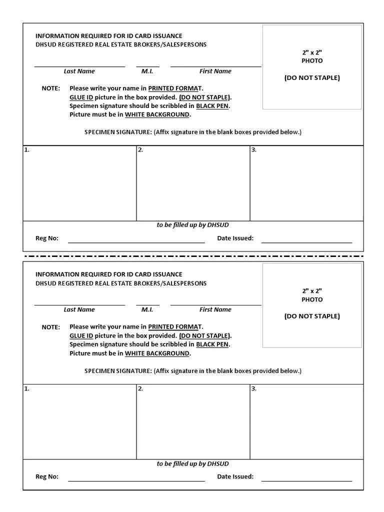 Broker and Salesperson Specimen Form (DHSUD) PDF