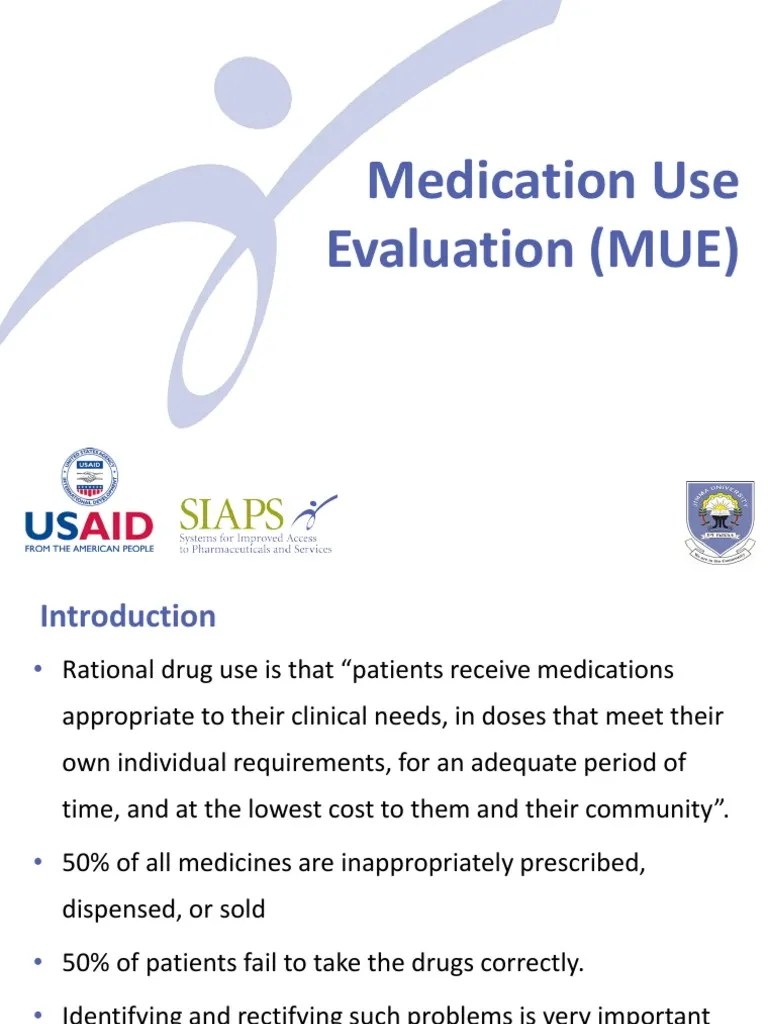 Medication Use Evaluation (MUE) PDF Substance Abuse Health Care