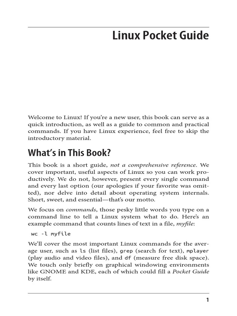 Linux Pocket Guide What's in This Book? PDF Command Line Interface