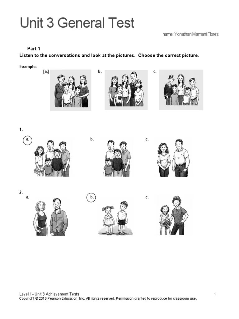 Top Notch 1 Unit 3 Assessment PDF