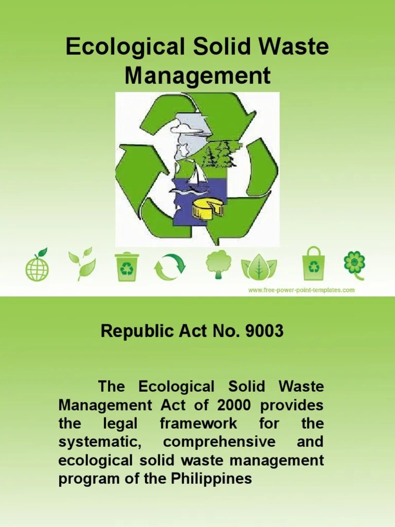 A Comprehensive Summary of the Ecological Solid Waste Management Act of
