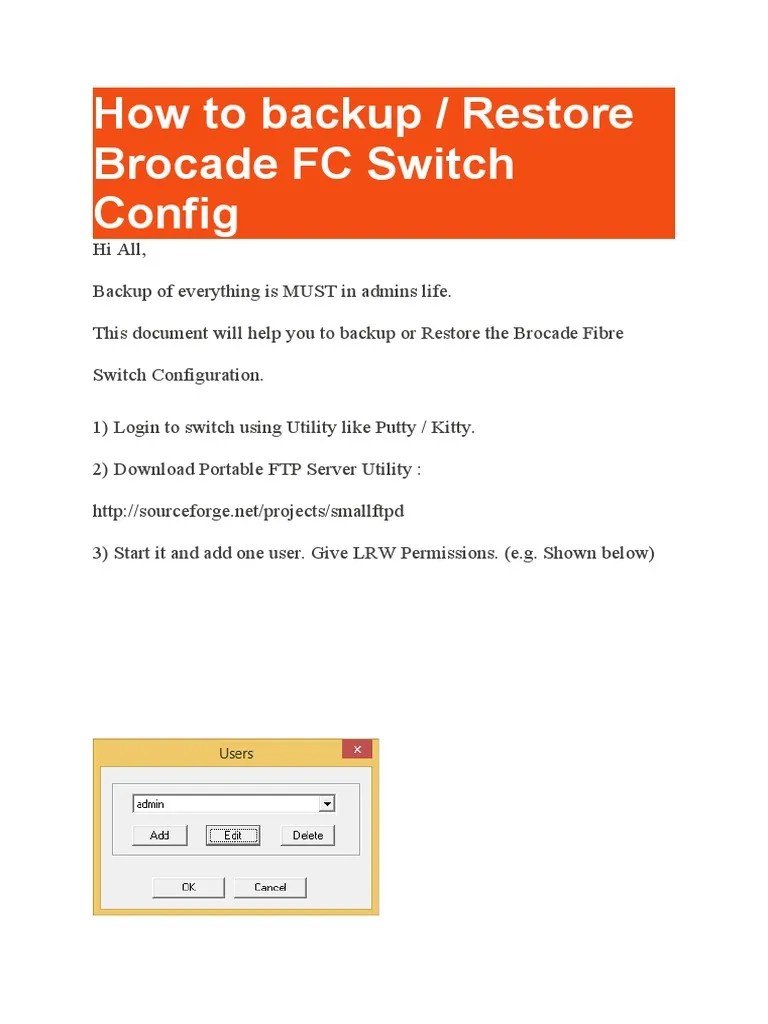 How To Backup & Restore Brocade FC Switch Config PDF
