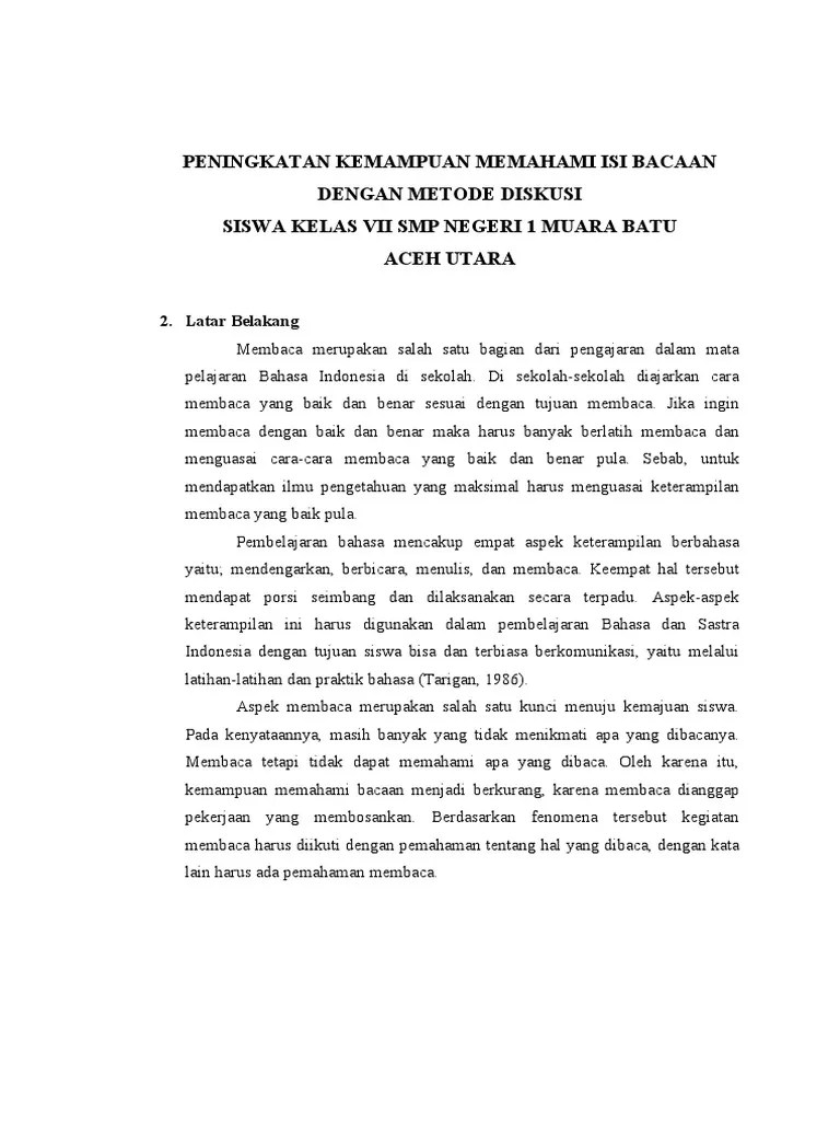 PENINGKATAN KEMAMPUAN MEMAHAMI ISI BACAAN