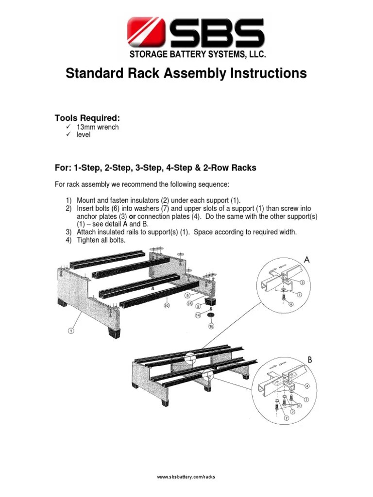 Standard Rack Assembly Instructions Tools Required PDF Nut