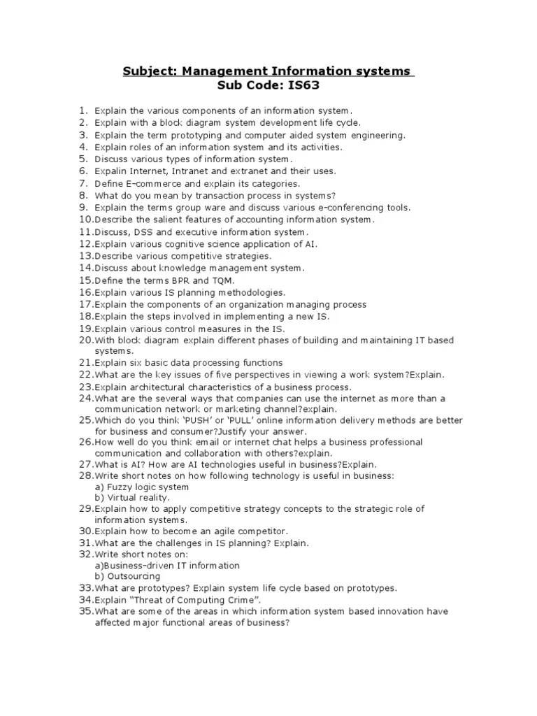 Information System Design Question Paper PDF Information System
