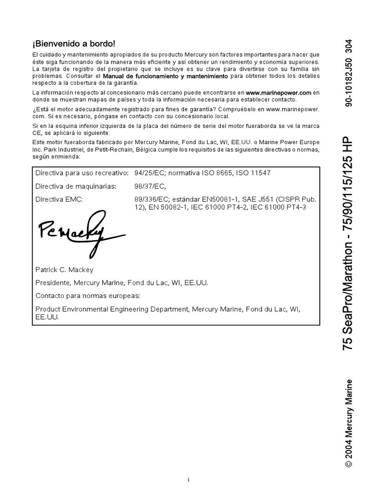Manual Mercury 75 HP | PDF | Cliente | Corrosión