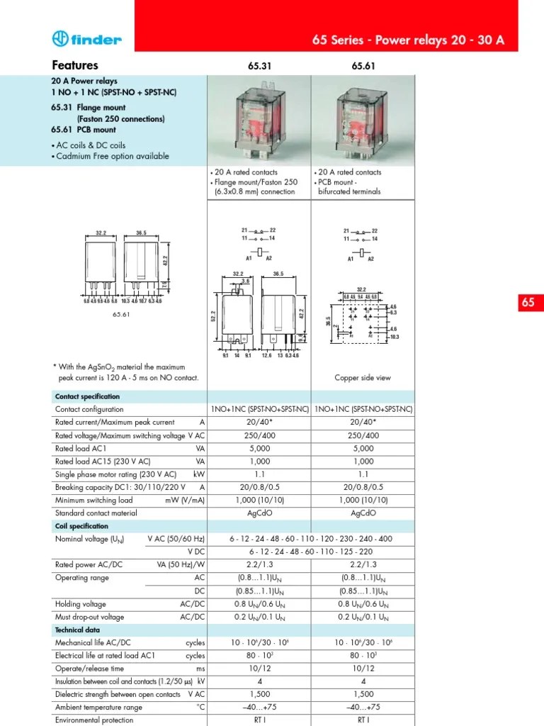 12 Volt d.c Relay Data Sheet Relay Switch