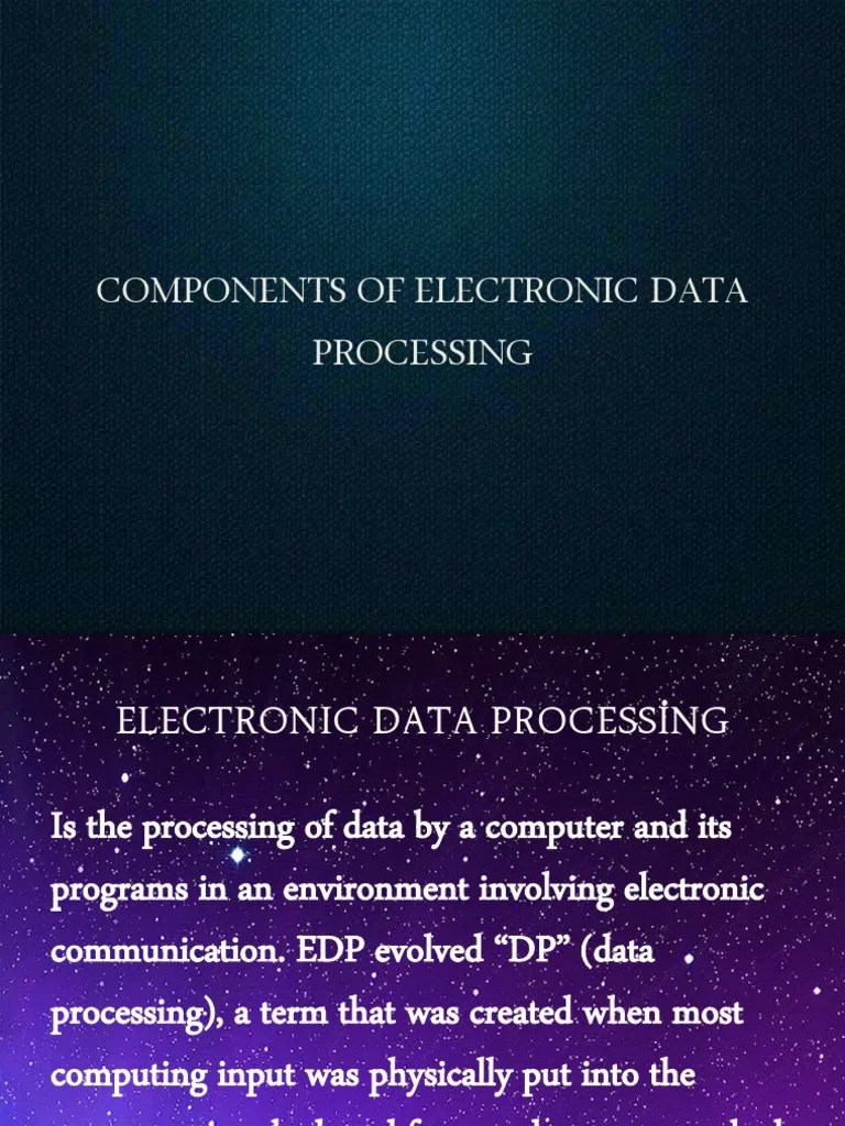 Components of Electronic Data Processing PDF Computer Data Storage