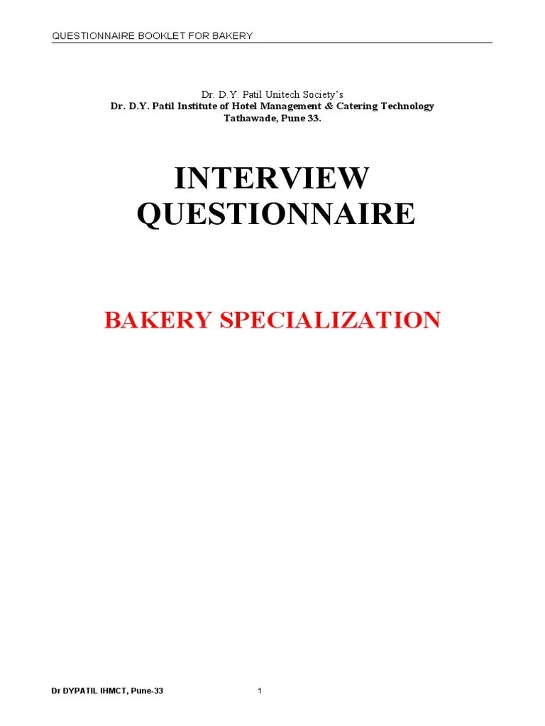 Bakery Interview Questions PDF Cakes Desserts
