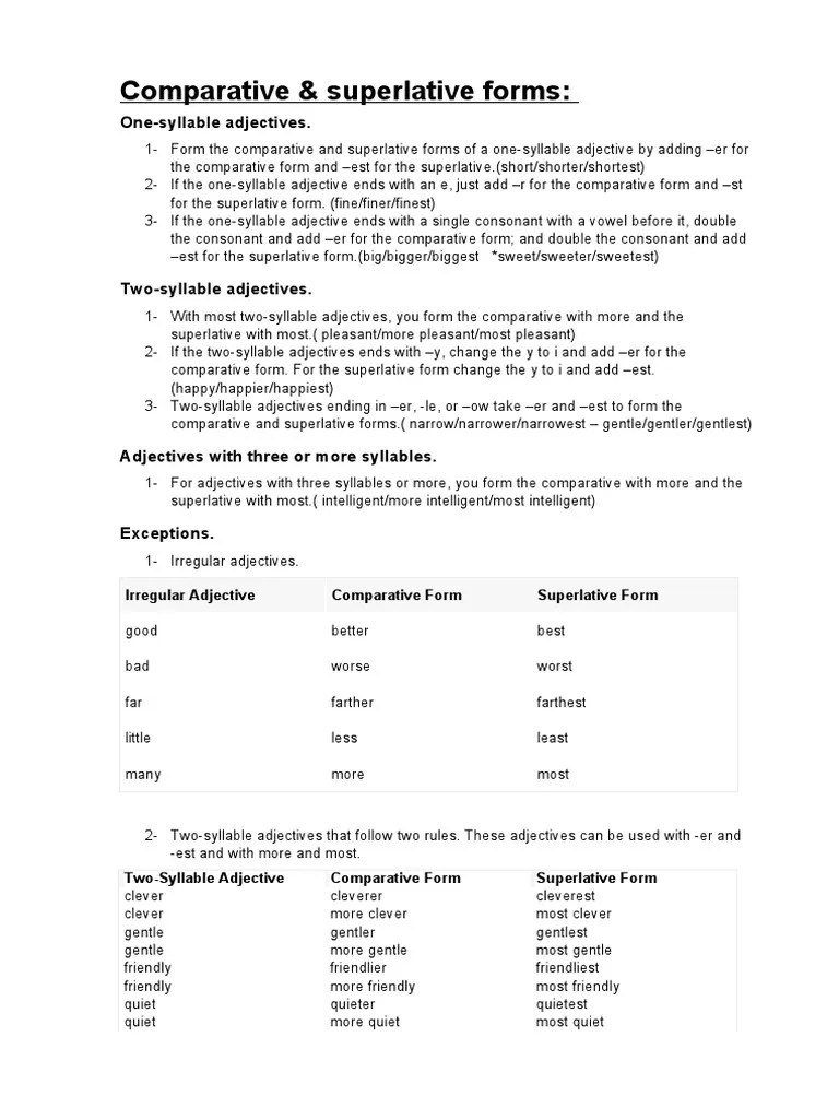 Comparative and Supperlative | PDF | Grammar | Foreign Language Studies