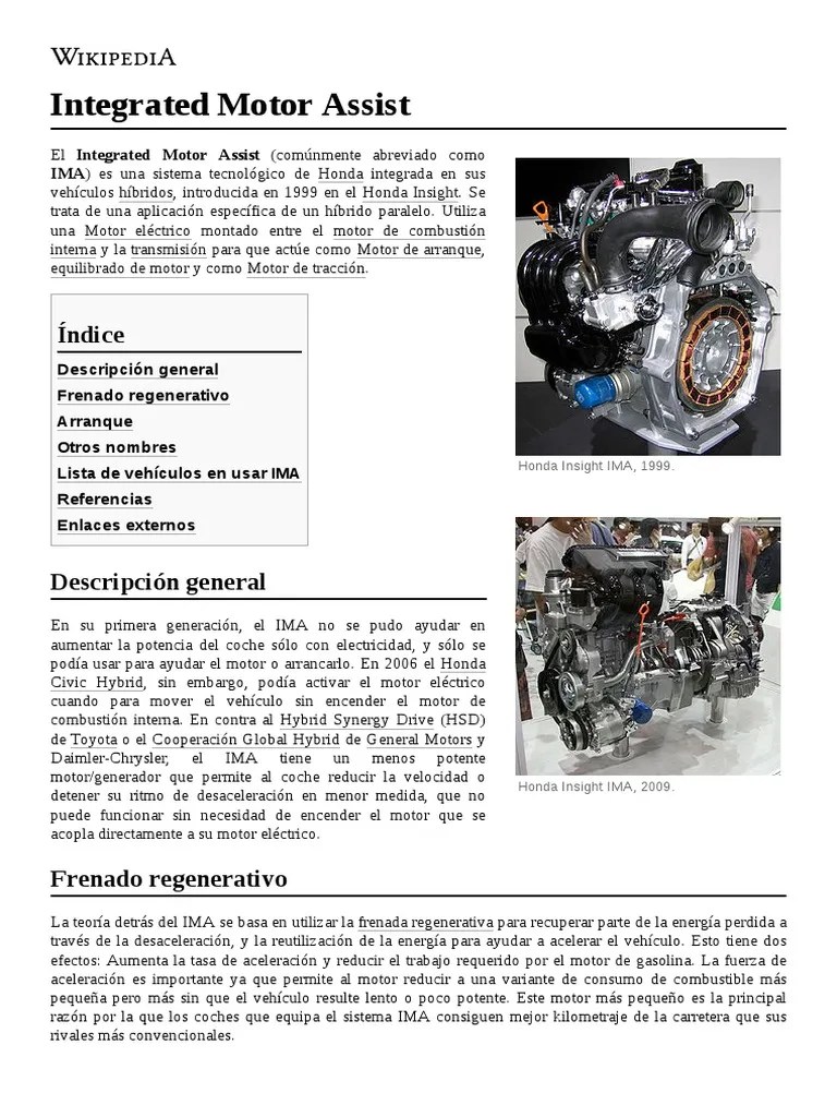 Integrated Motor Assist PDF Ingeniería de Transporte Tecnologías
