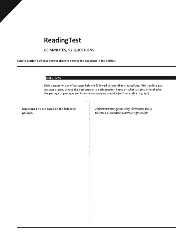PDF Sat Practice Test 1 | PDF