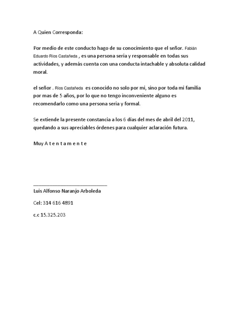 carta de personal