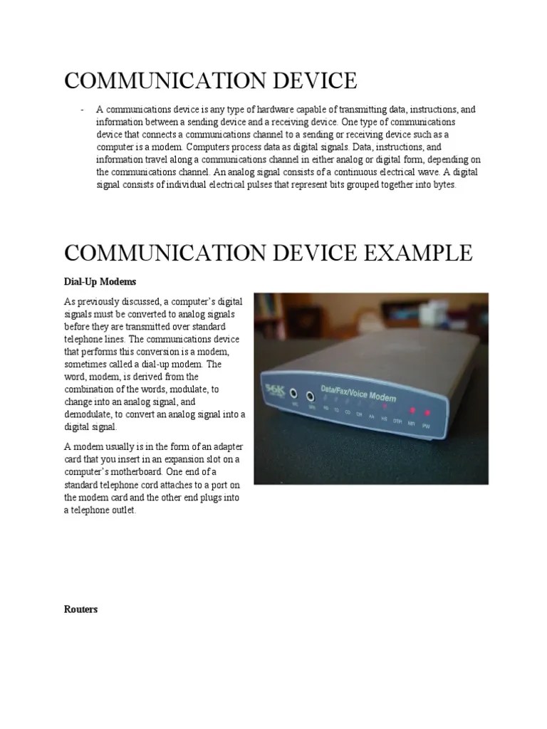 Communication Device DialUp Modems PDF Network Interface Controller Modem