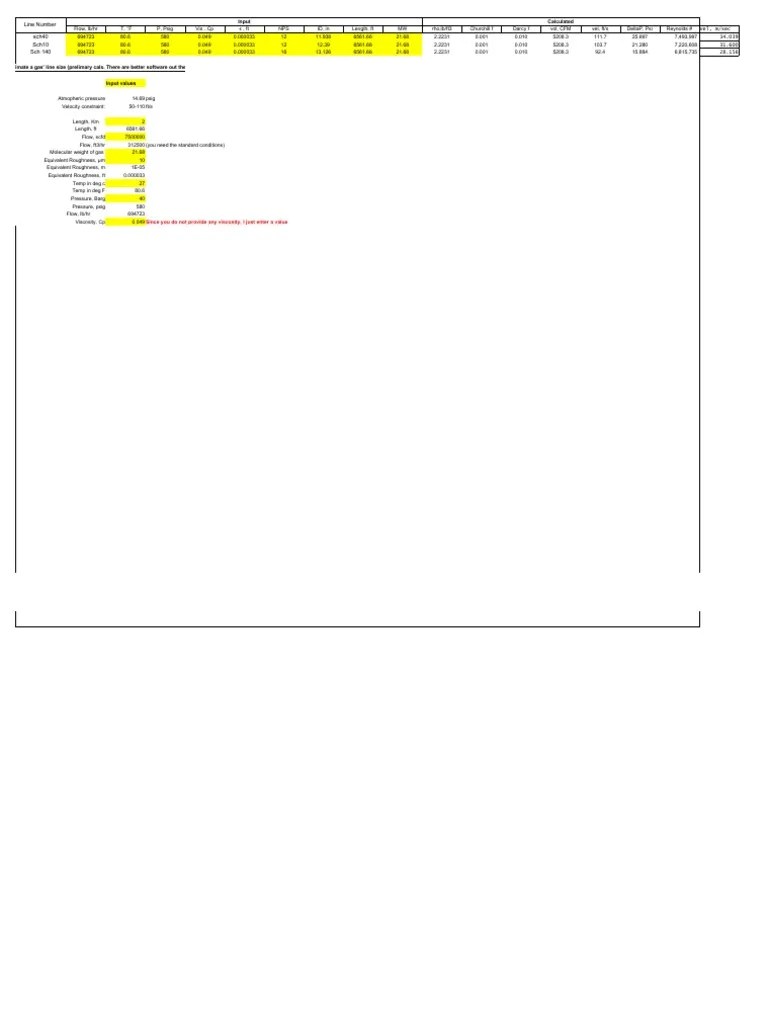 Gas Line Sizing | PDF | Soft Matter | Process Engineering