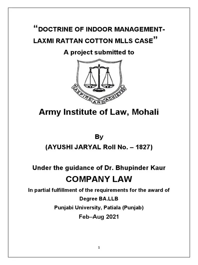 Company Law Project PDF Loans Justice