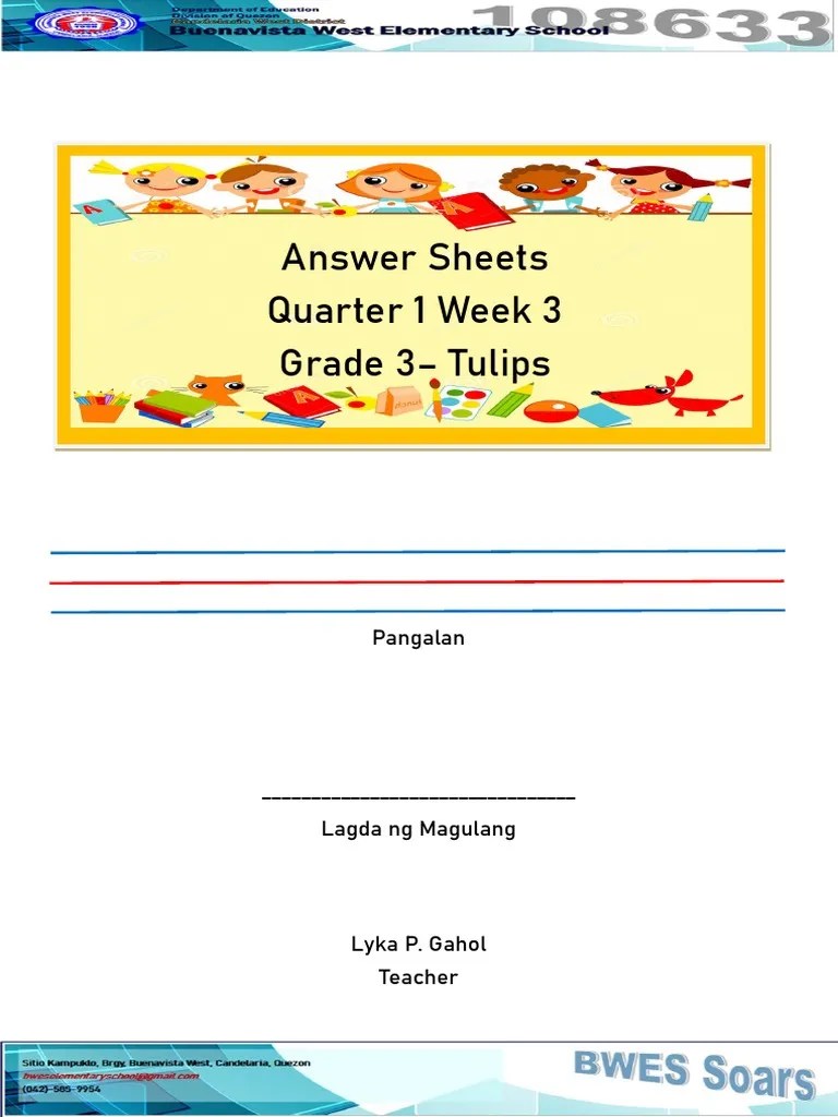 Answer Sheets Q1 Week 3 | PDF