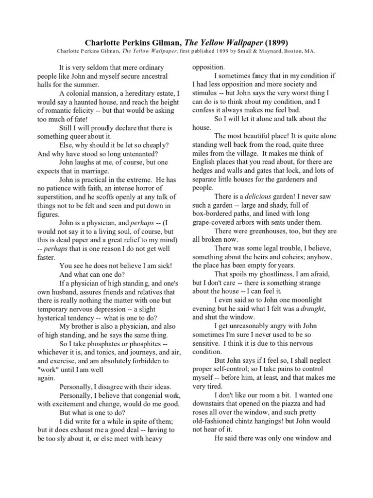 The yellow wallpaper The Yellow Wallpaper