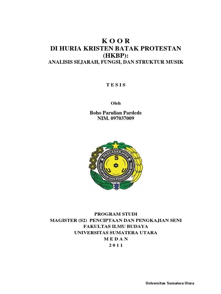 Di Huria Kristen Batak Protestan (HKBP) :: Analisis Sejarah, Fungsi, Dan  Struktur Musik | PDF