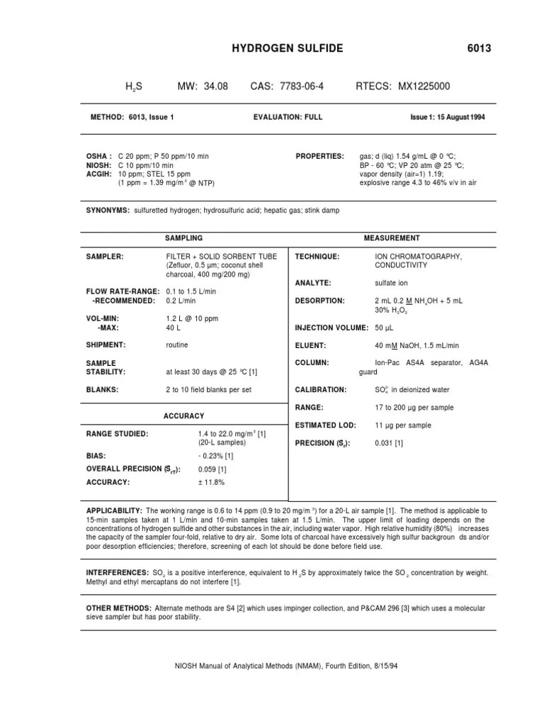 Niosh 6013 PDF Sodium Hydroxide Hydrogen