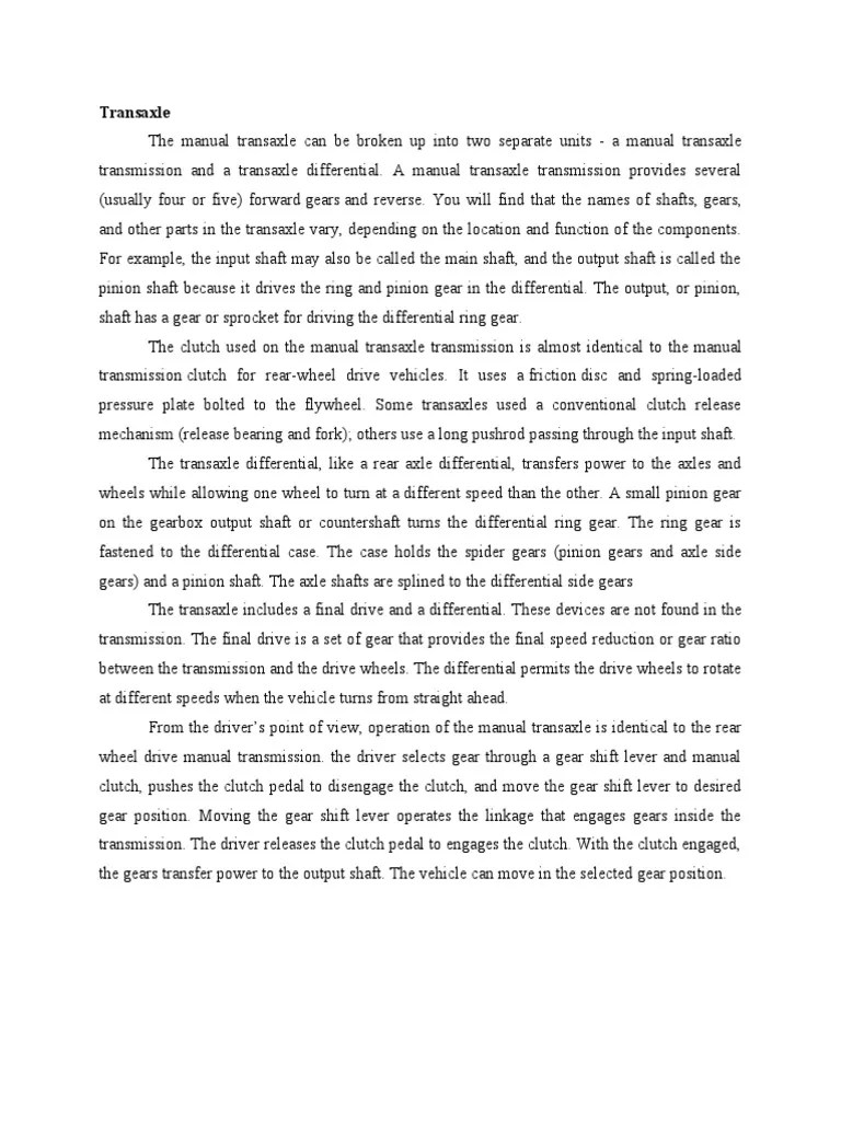 Transaxle MANUAL AUTO | PDF | Transmission (Mechanics) | Manual