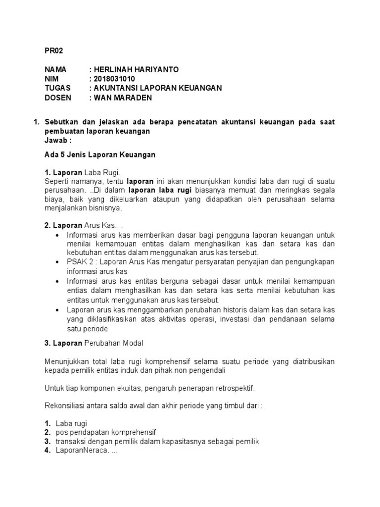 PR 02 akuntansi laporan keuangan | PDF