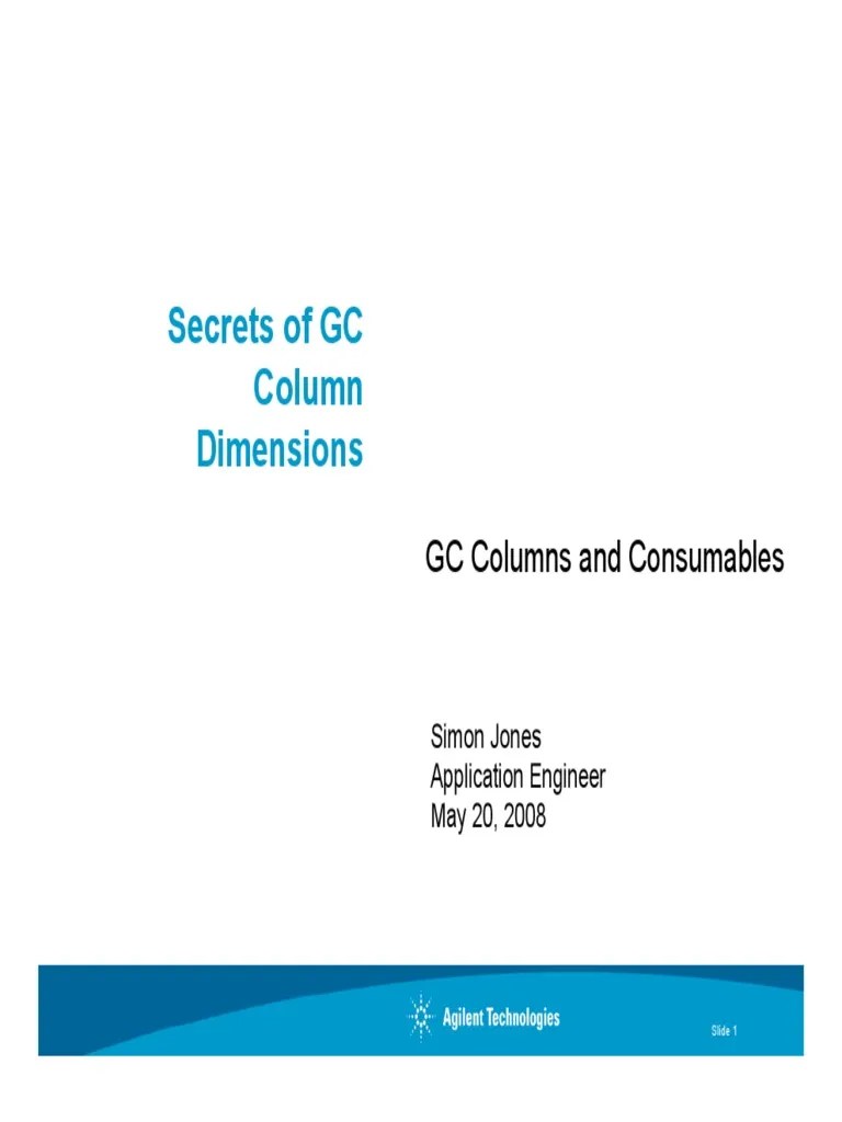Secrets of GC Column Dimensions GC Columns and Consumables PDF Gas Chromatography