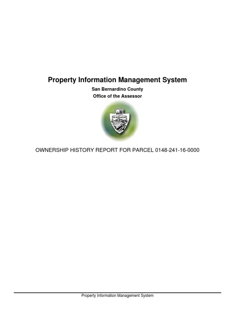 Property Information Management System Ownership History Report For