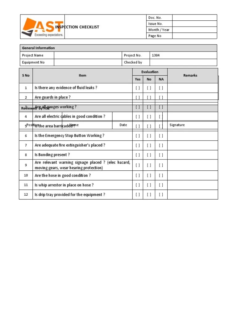 Compressor Inspection Checklist PDF