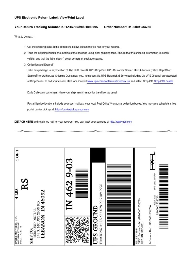 Return Label PDF