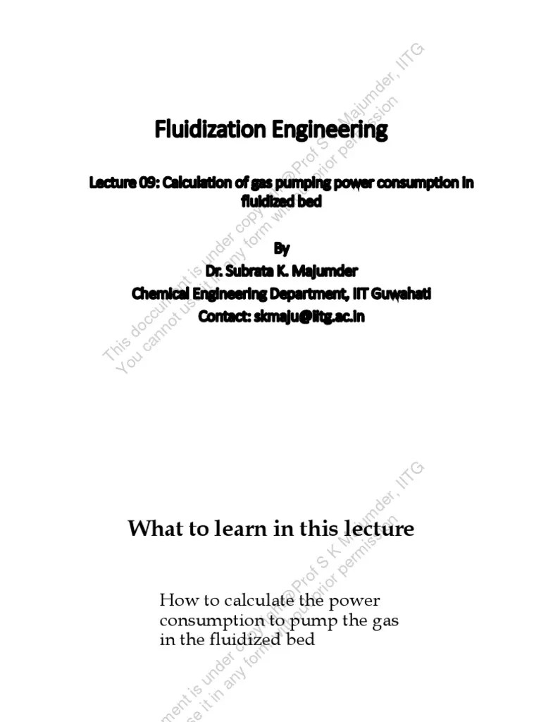 Fluidization Engineering Lecture 09 Calculation of Gas Pumping Power