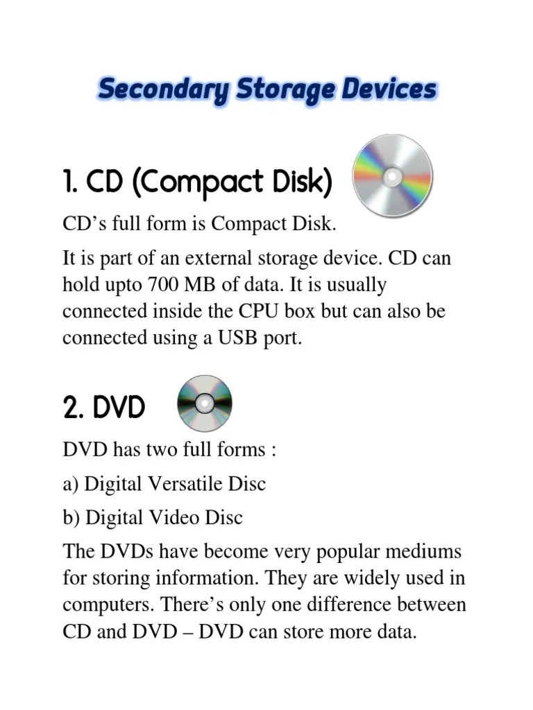 Secondary Storage Devices PDF