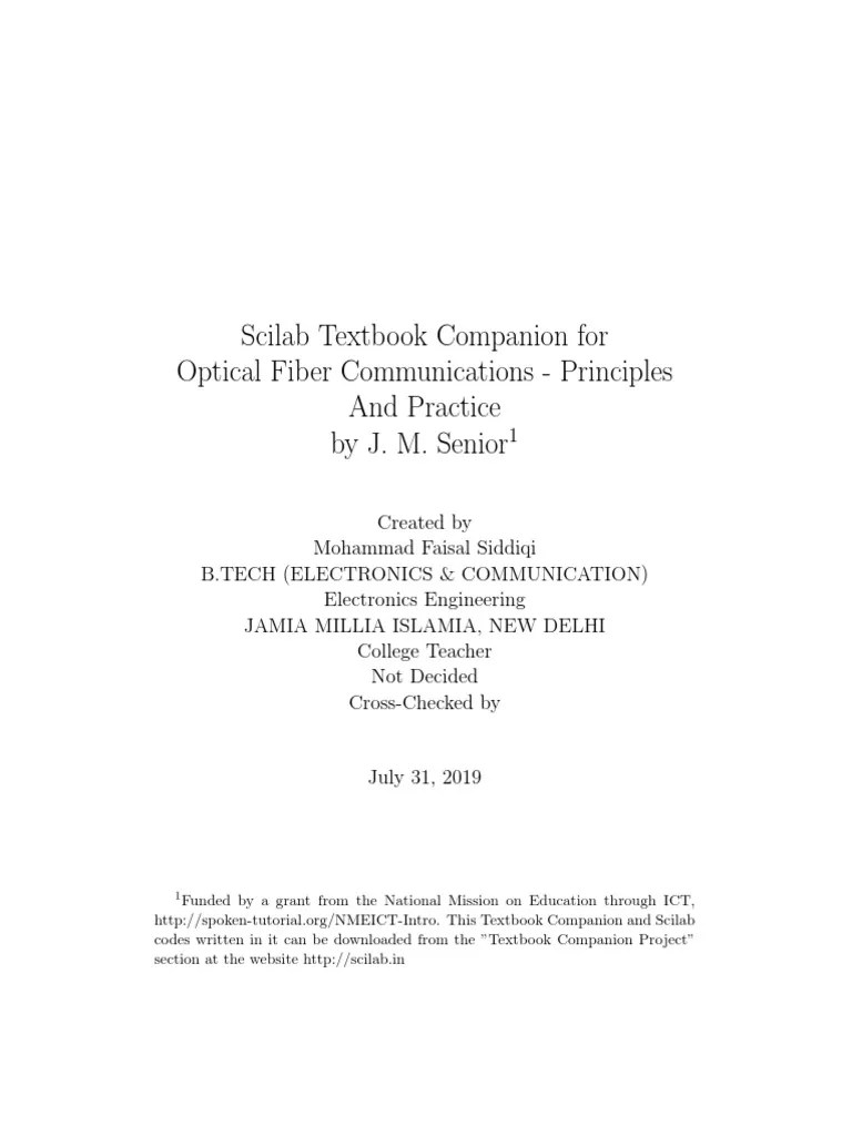 Optical Fiber Communications Principles and Practice J. M. Senior