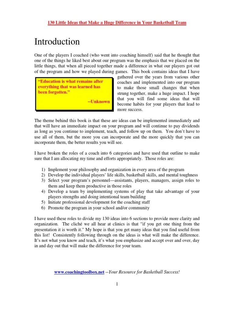 Basketball Coaching Philosophy Experiment Goal