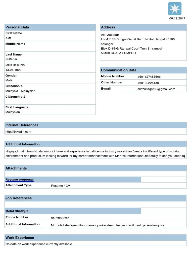 Maersk Form PDF