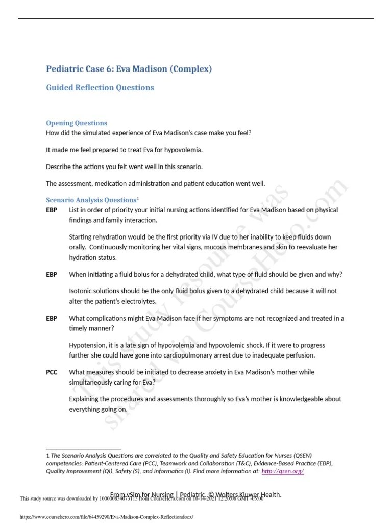This Study Resource Was Pediatric Case 6 Eva Madison PDF Dehydration Epidemiology