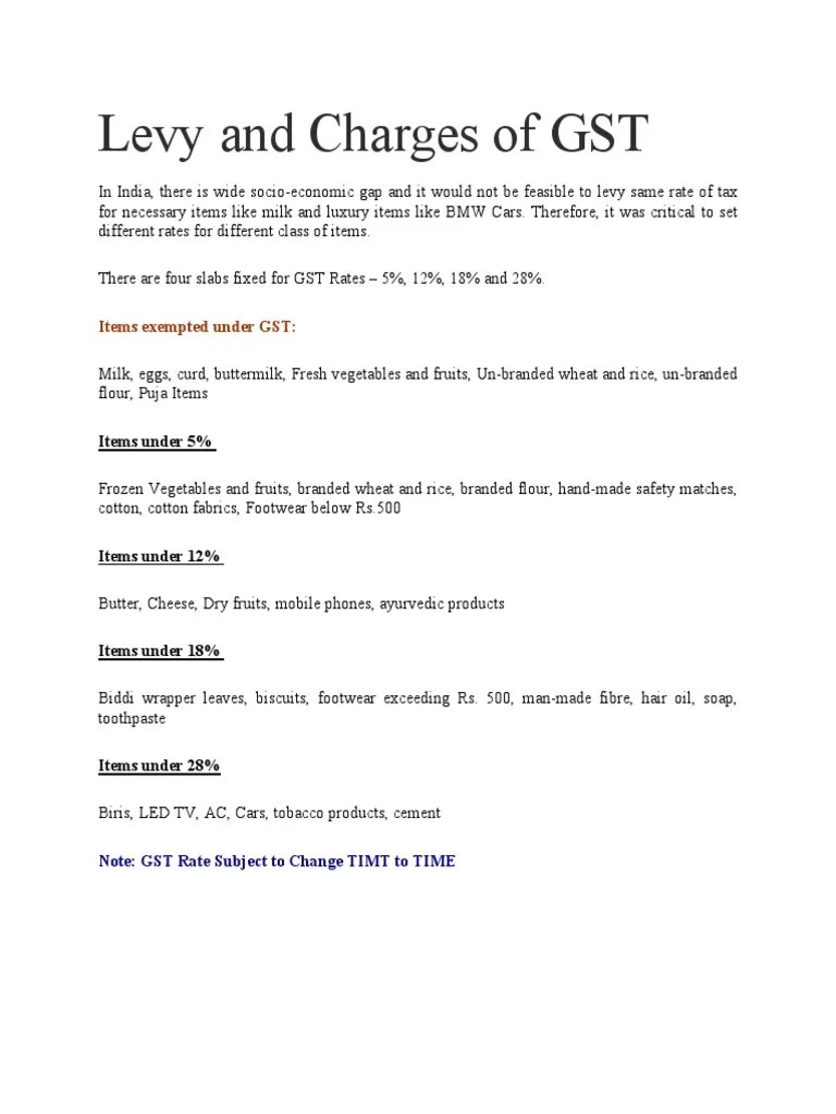 Levy and Charges of GST PDF Value Added Tax Insurance