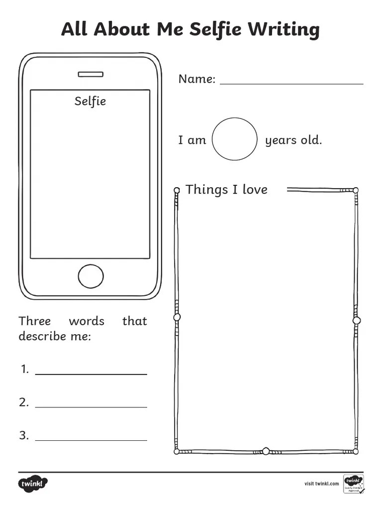 All About Me Selfie Writing Worksheet PDF